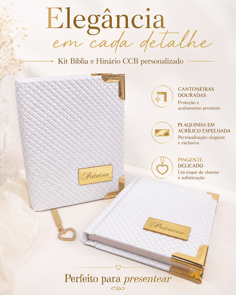Kit Biblia e Hinário Personalizado com o nome