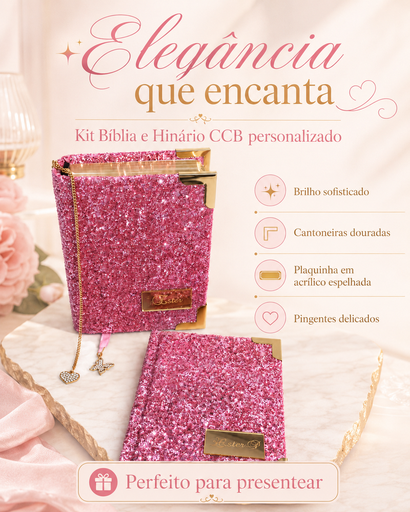 Kit Biblia e Hinário da ccb personalidado com o nome